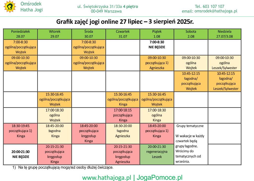 grafik jogi online 27 lipiec 3 sierpień 2025