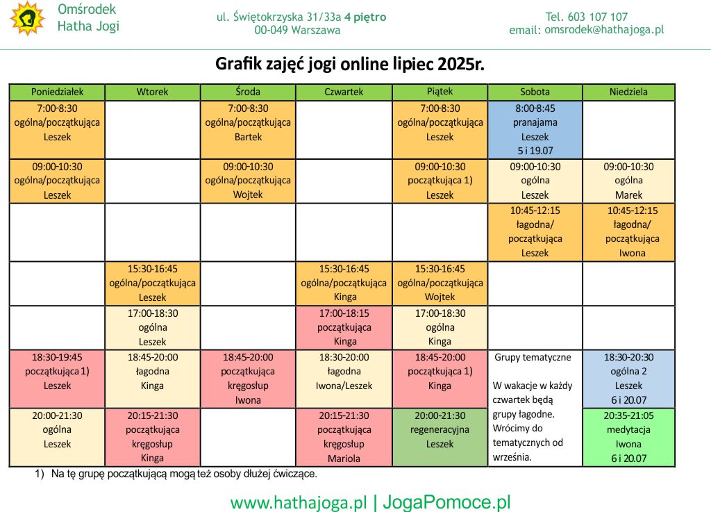 grafik jogi online lipiec 2025