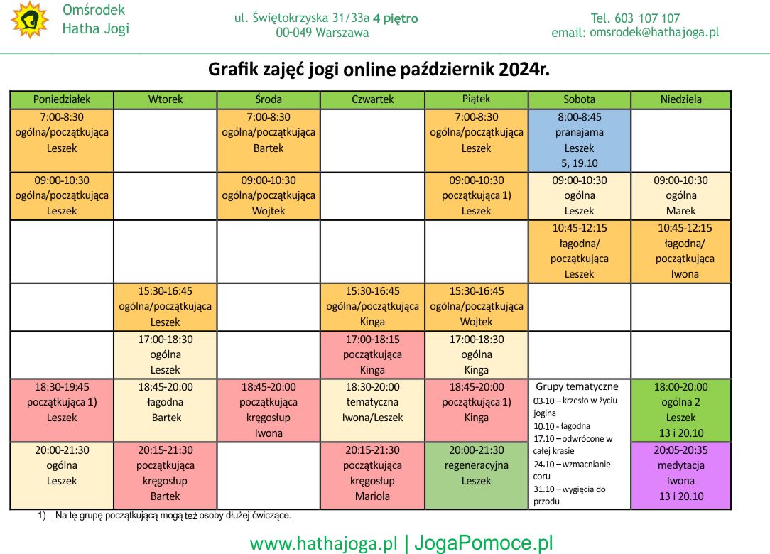 grafik jogi online październik 2024