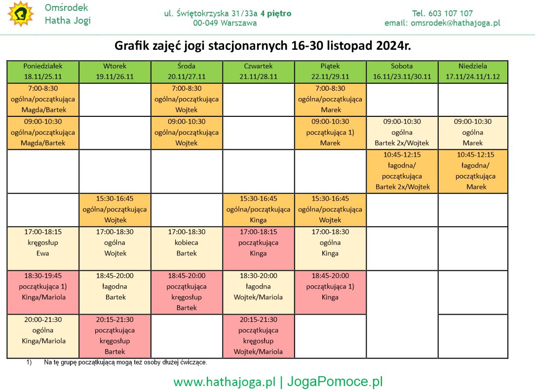 grafik jogi stacjonarne 16 30 listopad 2024