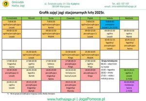 300 grafik luty 2025 Szkoła Jogi, Warsztaty - Joga dla Początkujących - Warszawa - Omśrodek Hatha Jogi